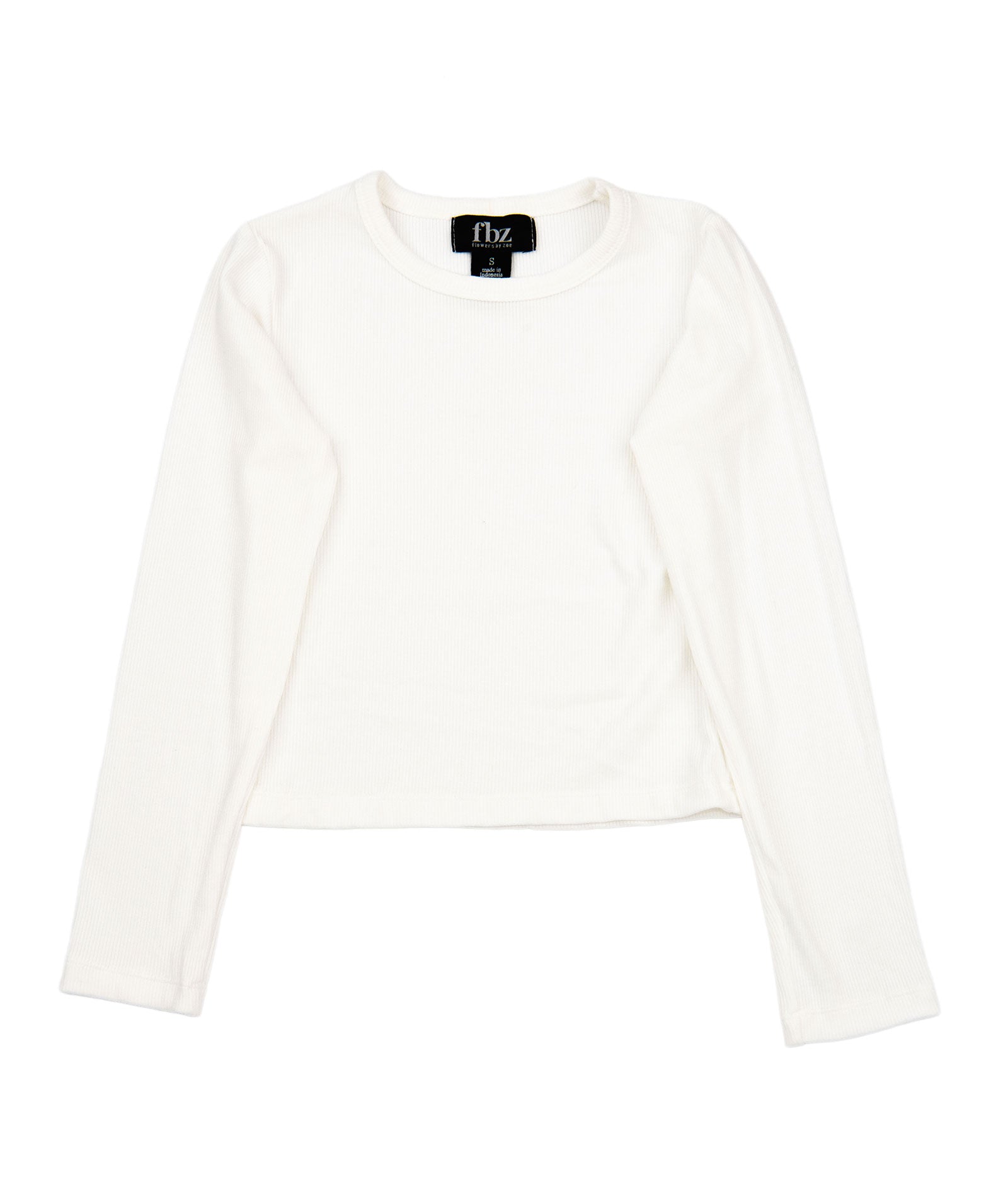 FBZ Girls Whitt Long Sleeve Rib Tee Girls Casual Tops FBZ Flowers By Zoe Ivory Y/S (7/8)