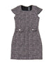 FBZ Girls Martie Black Tweed Button Cap Sleeve Dress