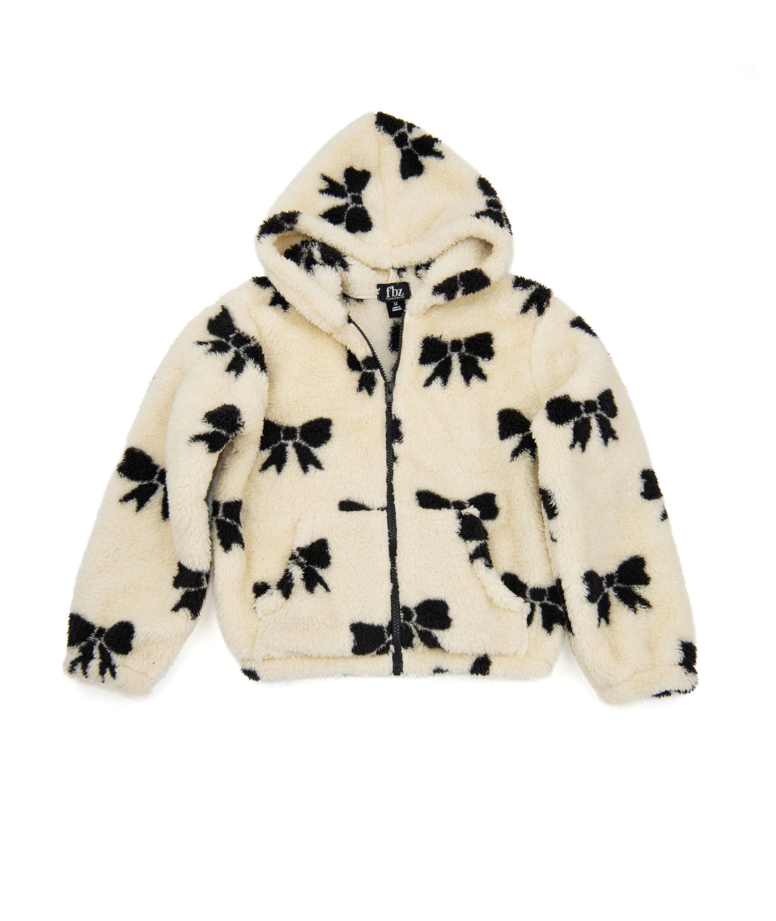 FBZ Girls Kitt Bow Sherpa Jacket Girls Casual Tops FBZ Flowers By Zoe Ivory Y/XS (6X)