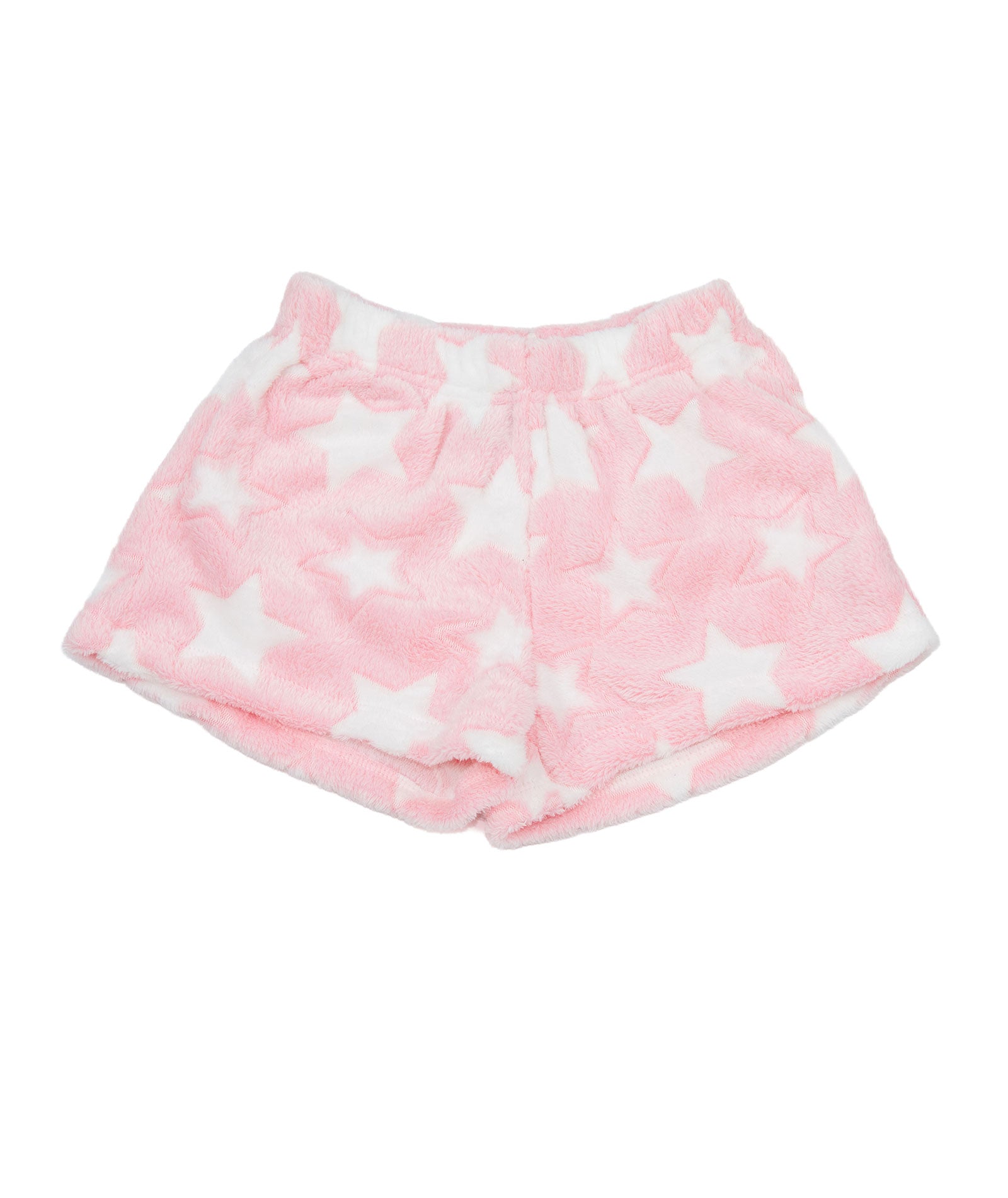 FBZ Girls Miller White Stars Fuzzy Lounge Shorts Girls Casual Bottoms FBZ Flowers By Zoe Pink Y/XS (6X)