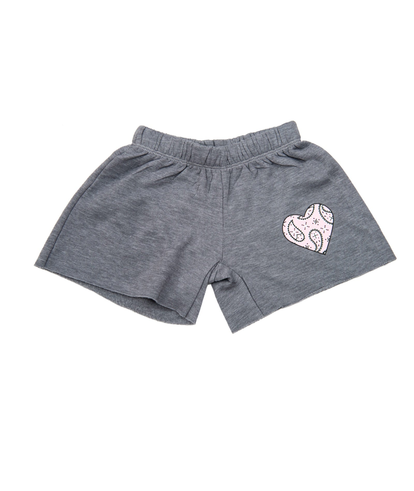 Firehouse Girls Bandana Heart Fleece Shorts Girls Casual Bottoms Firehouse Heather Grey Y/4