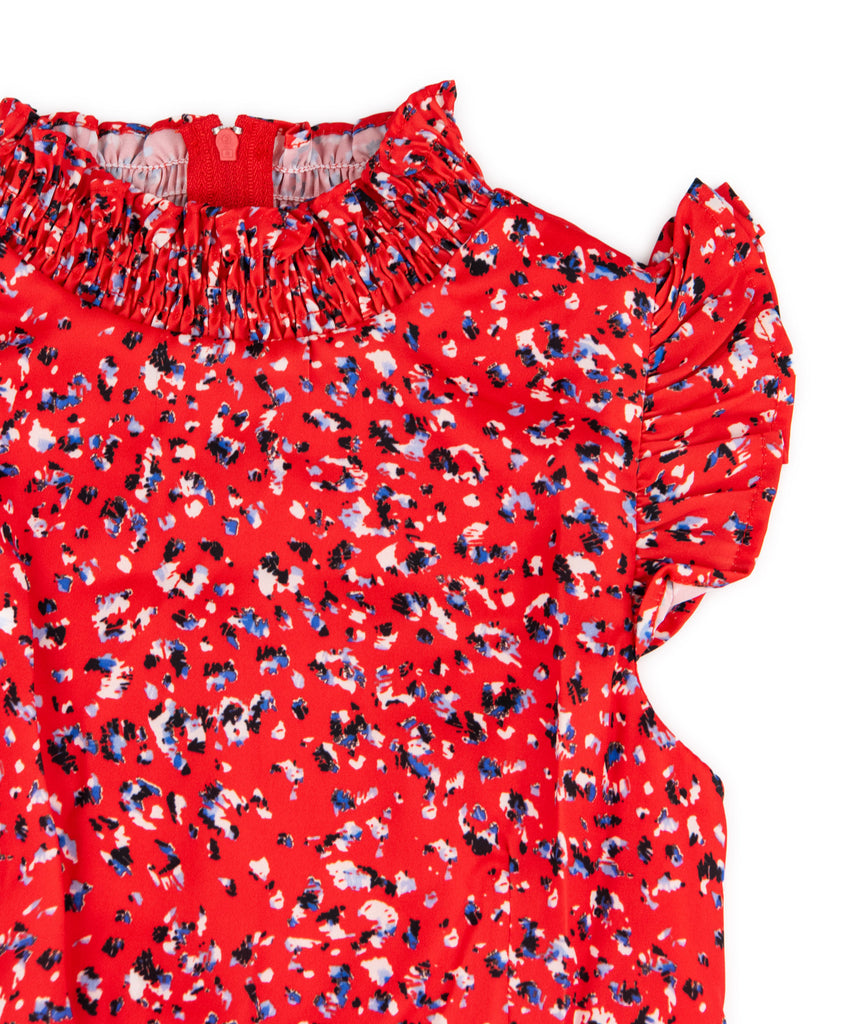 Miss Behave Girls Selena Ruffle Smocked Dress Red Floral Girls Casual Dresses Miss Behave   