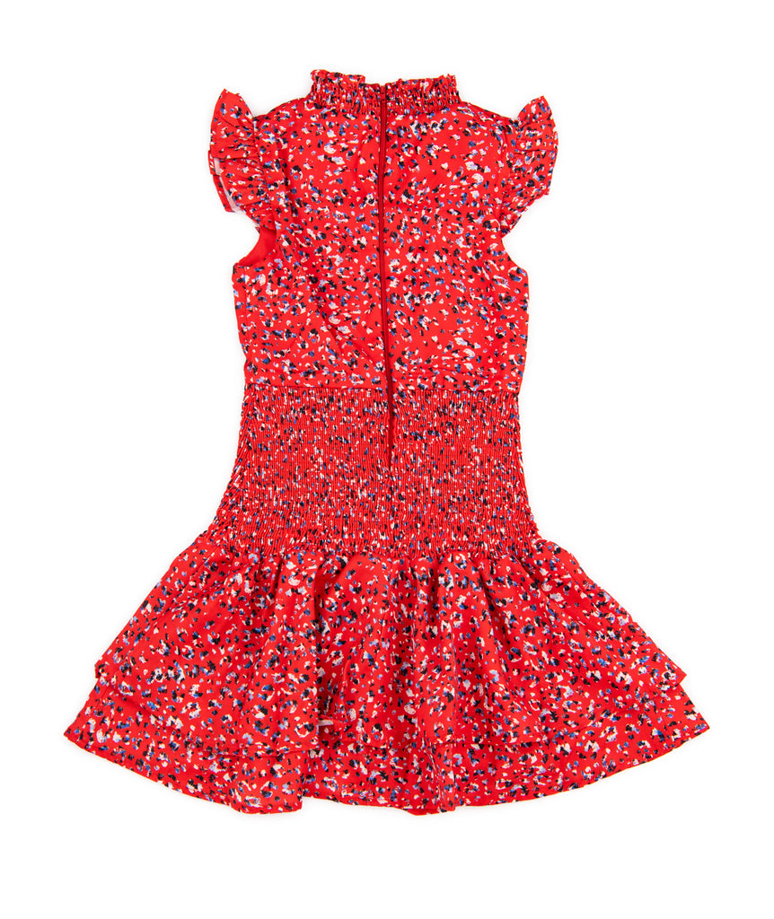 Miss Behave Girls Selena Ruffle Smocked Dress Red Floral Girls Casual Dresses Miss Behave   