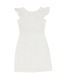 By Debra Girls Milly White/Silver Boucle Flutter Sleeve Sheath Dress Girls Special Dresses By Debra White Y/XS (6X)