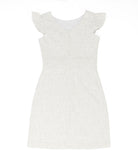 By Debra Girls Milly White/Silver Boucle Flutter Sleeve Sheath Dress Girls Special Dresses By Debra