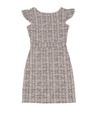 By Debra Girls Milly Pink/White/Black Boucle Flutter Sleeve Sheath Dress Girls Special Dresses By Debra Pink Y/XS (6X)