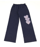 Firehouse Girls Preppy Patch Heart Wide Leg Sweatpants Navy Girls Casual Bottoms Firehouse Navy Y/S (7/8)