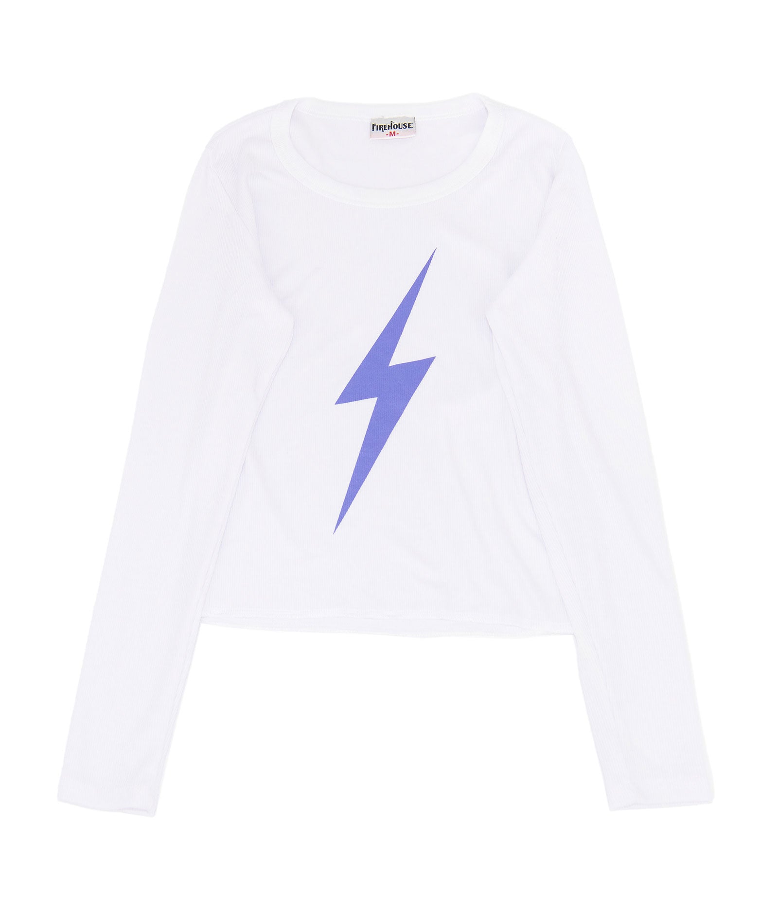 Firehouse Girls Violet Bolt Long Sleeve Rib Tee White Girls Casual Tops Firehouse White Y/S (7/8)
