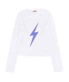 Firehouse Girls Violet Bolt Long Sleeve Rib Tee White Girls Casual Tops Firehouse White Y/S (7/8)