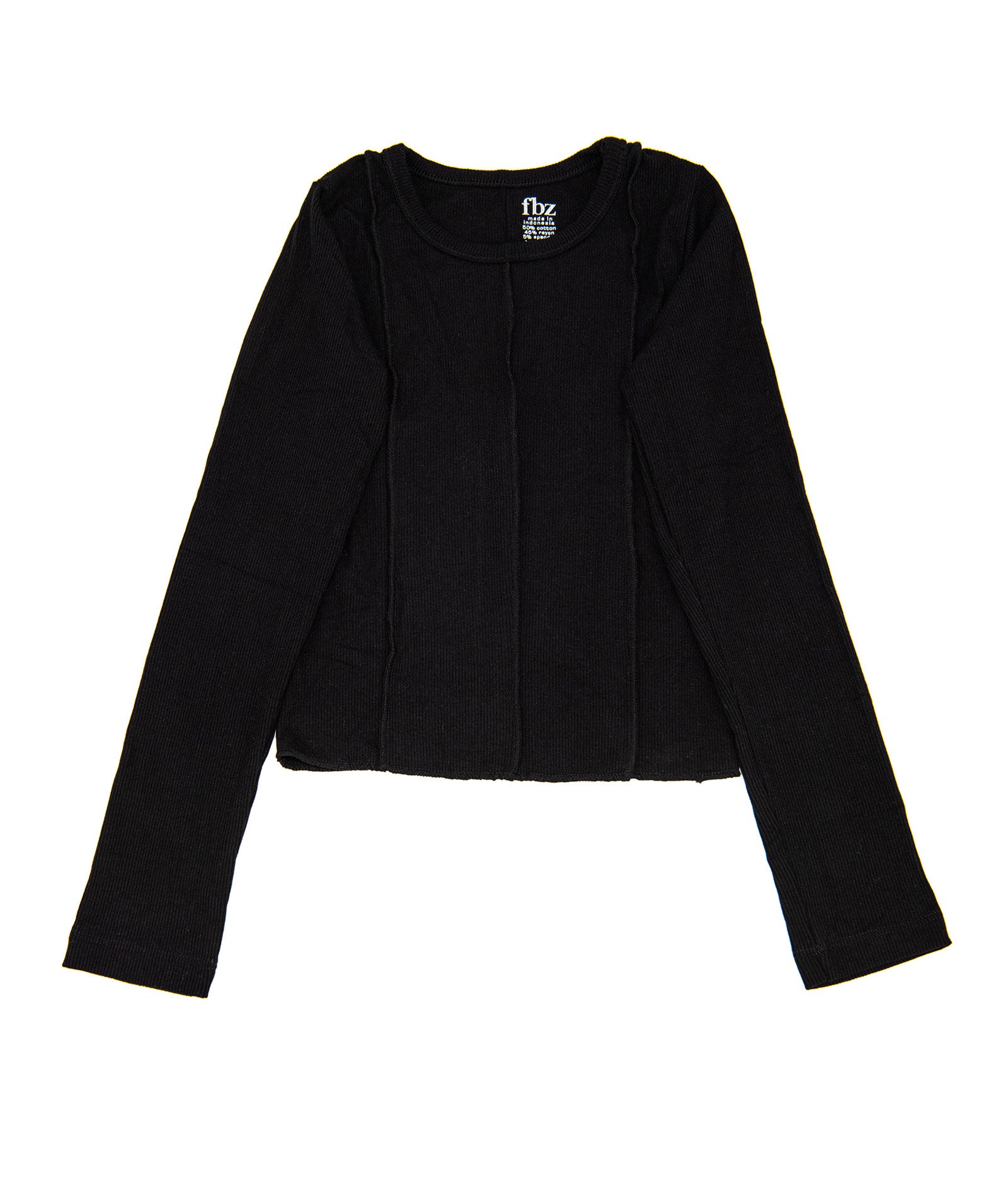 Girls Teen & Pre Teen FBZ Kay Long Sleeve Rib Stitch Top