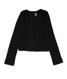 FBZ Girls Kay Long Sleeve Rib Stitch Top Girls Casual Tops FBZ Flowers By Zoe Black Y/6