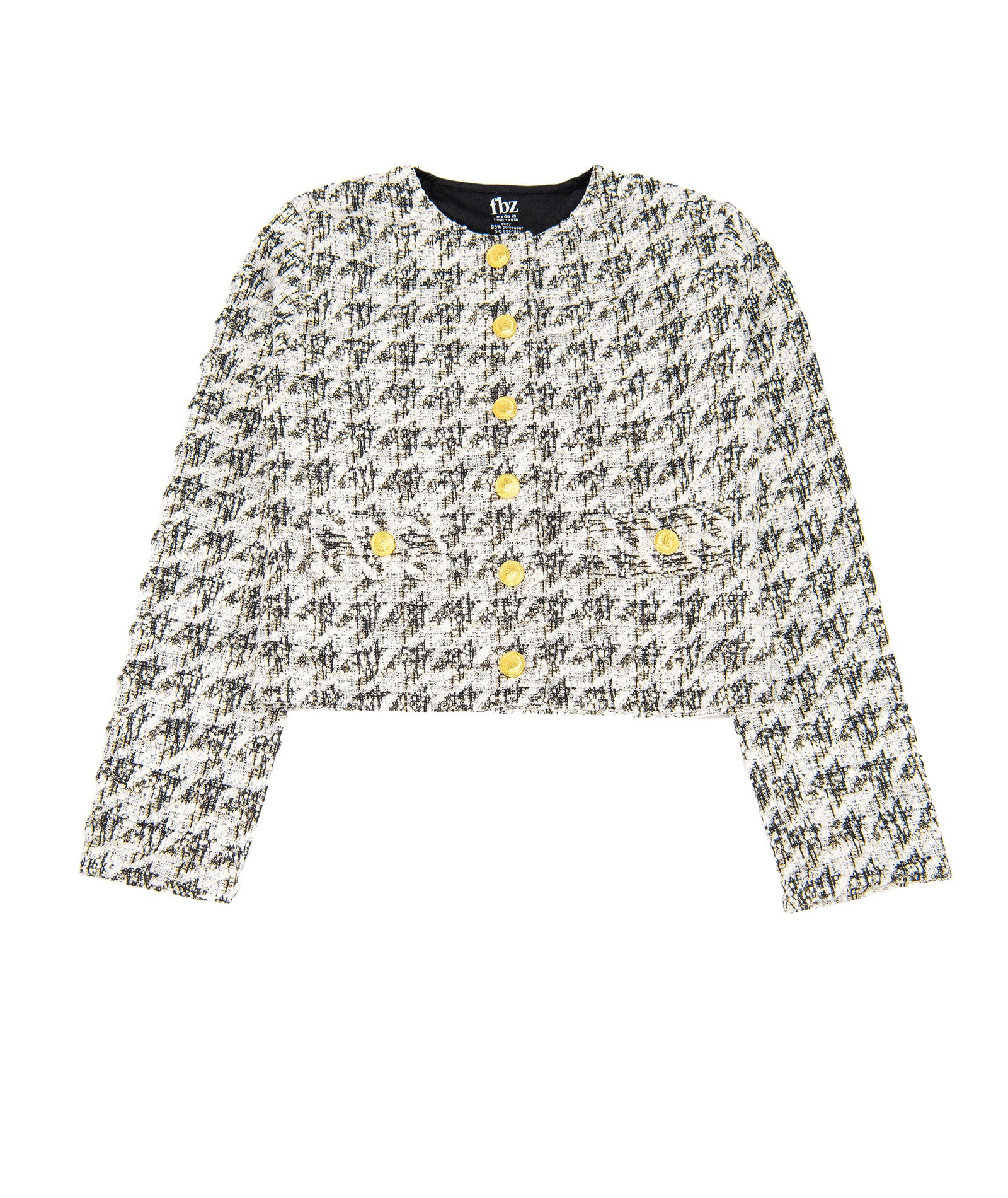 FBZ Girls Dree Tweed Gold Button Jacket Girls Special Tops FBZ Flowers By Zoe