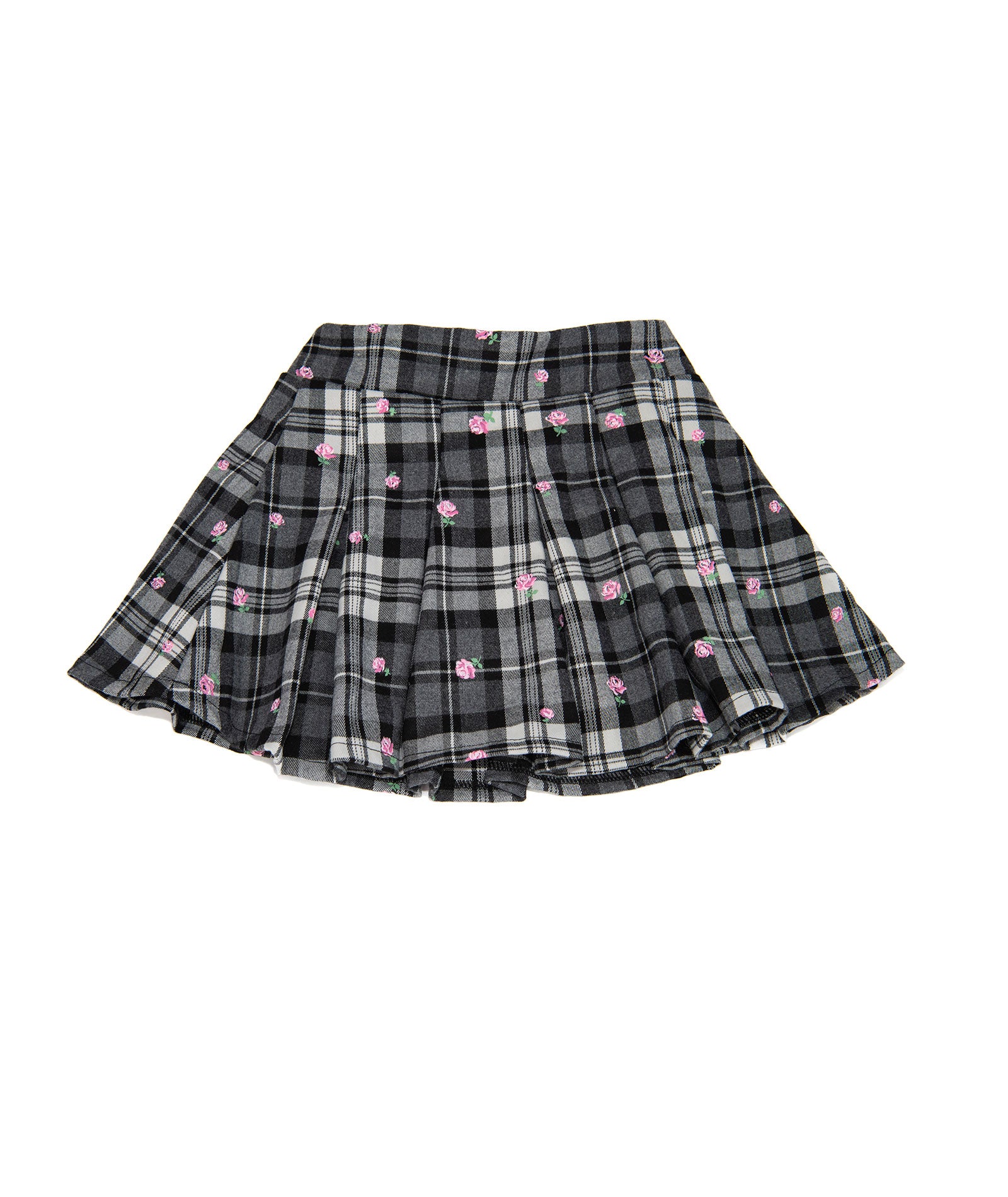 FBZ Girls Geena Plaid Skirt With Pink Roses Girls Casual Bottoms FBZ Flowers By Zoe Plaid Y/6