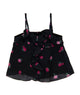 FBZ Girls Avalon Chiffon Black/Pink Floral Ruffle Cami