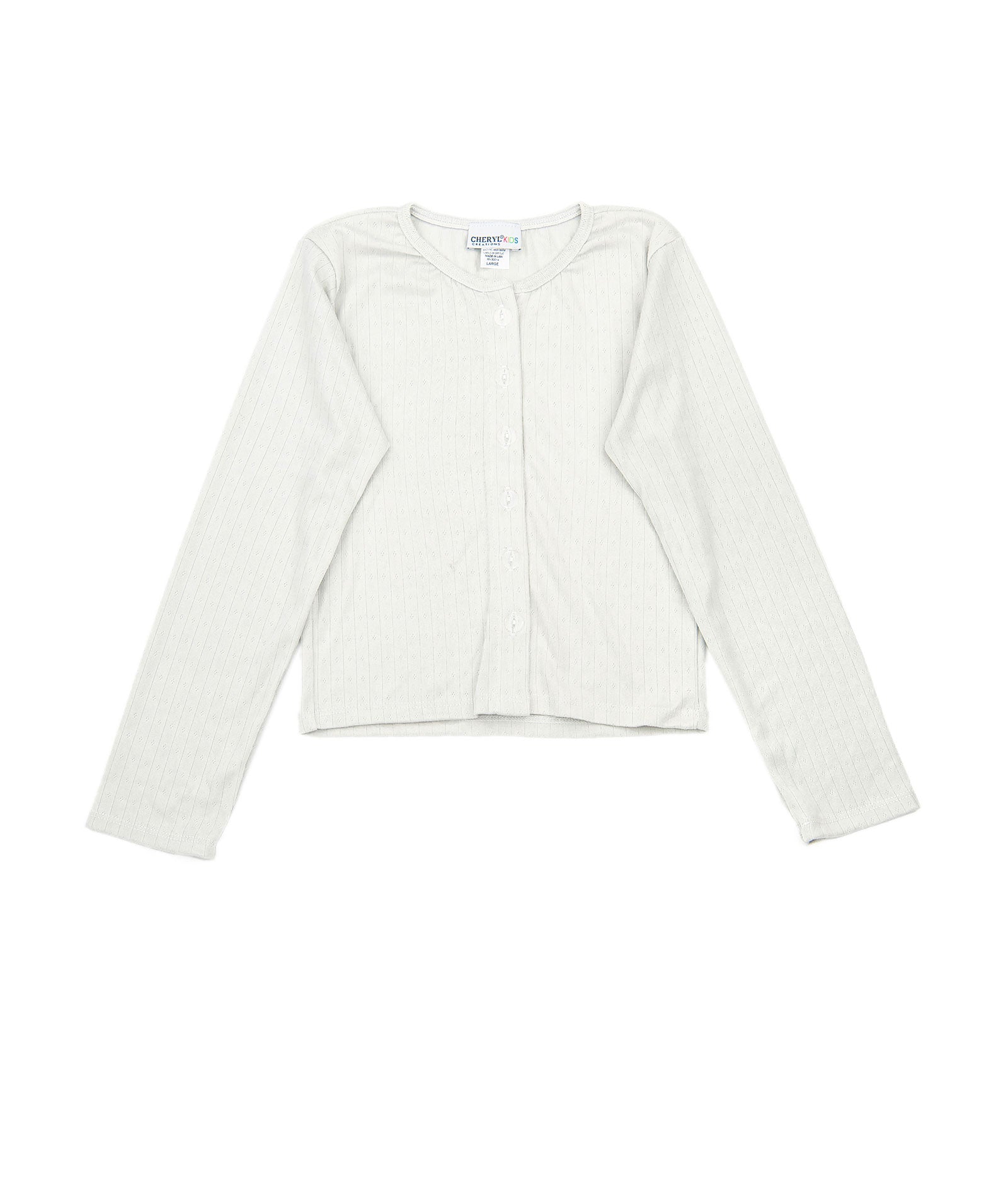 Cheryl Creations Girls Dillon Pointelle Cardigan Girls Casual Tops Cheryl Creations Heather Grey Y/S (7/8)