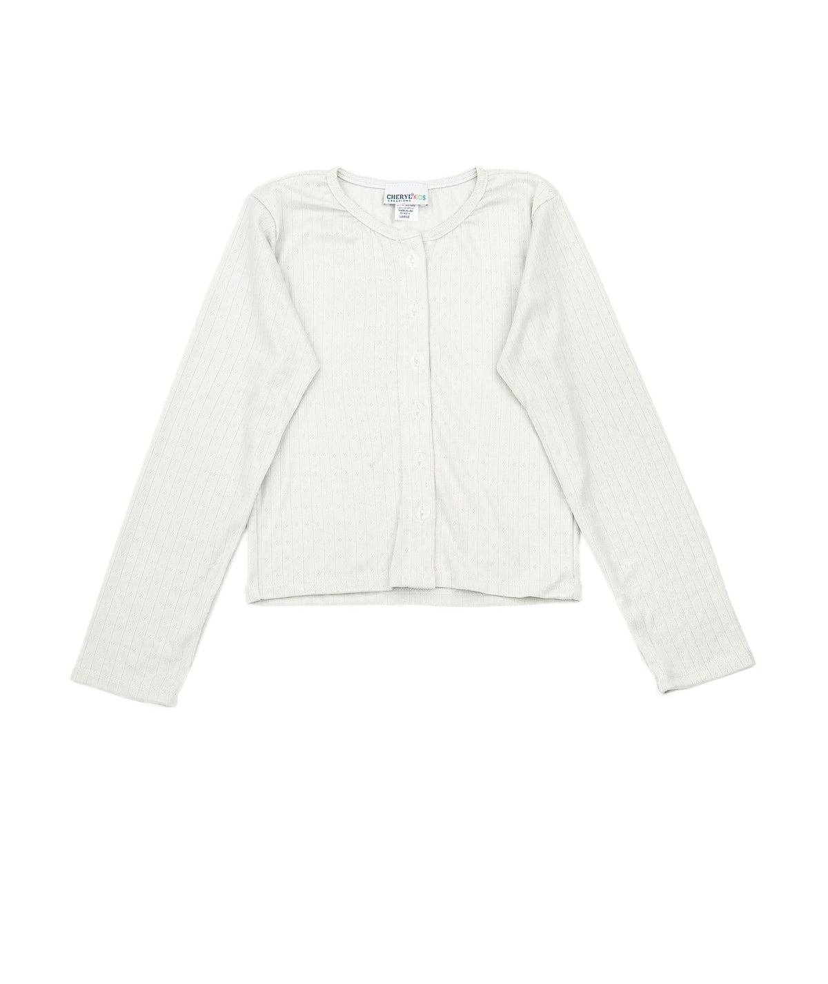 Cheryl Creations Girls Dillon Pointelle Cardigan Girls Casual Tops Cheryl Creations Heather Grey Y/S (7/8)