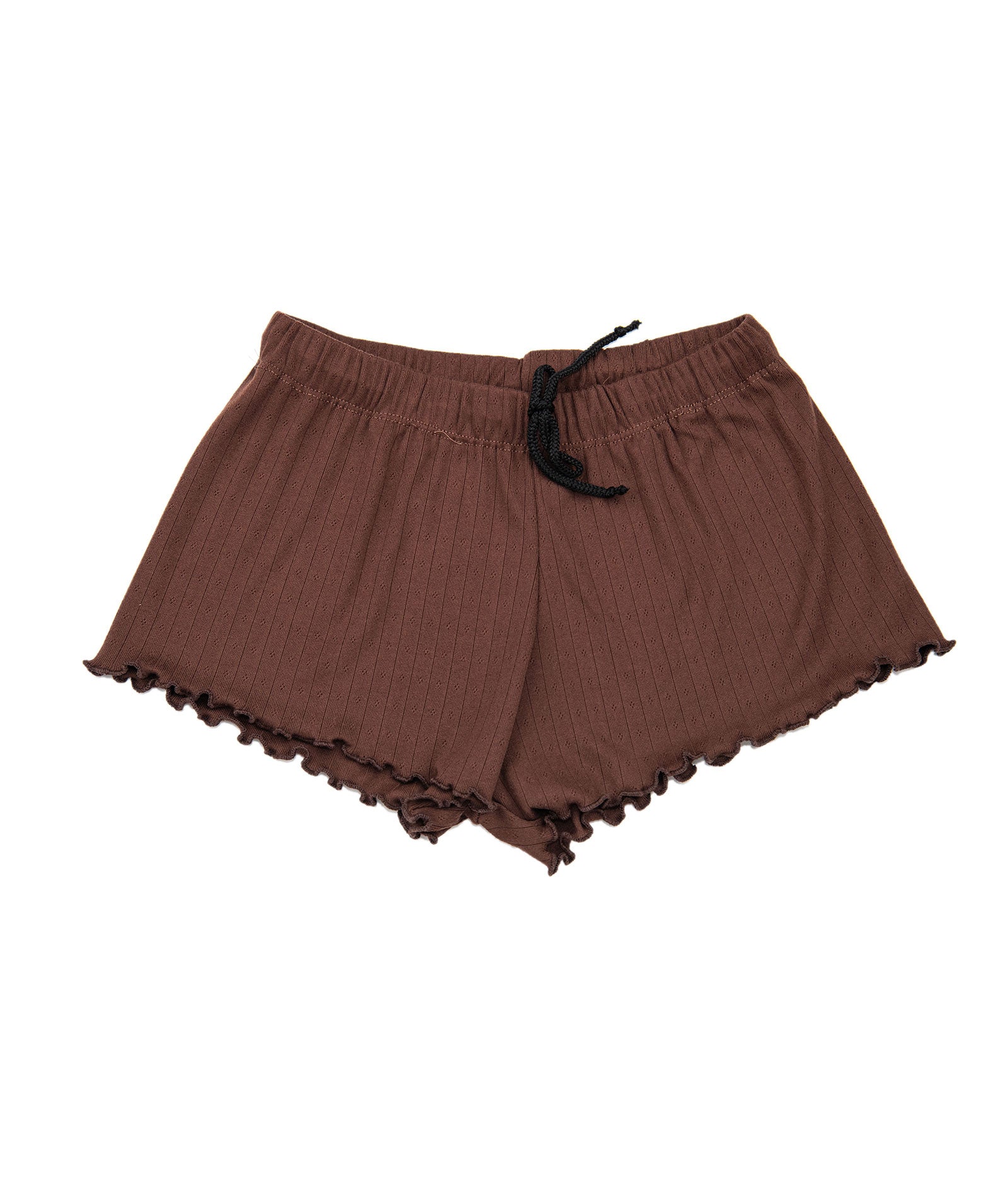 Cheryl Creations Girls Dillon Pointelle Shorts Girls Casual Bottoms Cheryl Creations Brown Y/S (7/8)