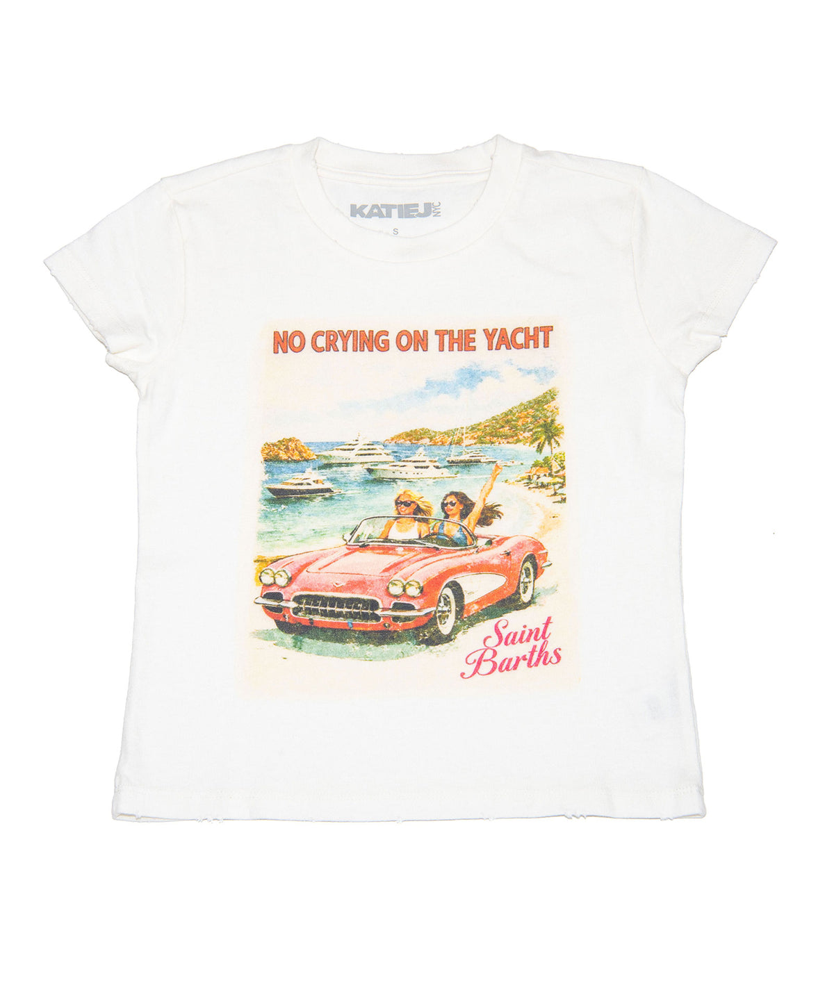 Katie J NYC Girls No Cry Yacht Loose Tee Girls Casual Tops Katie J NYC Vintage White Y/S (7/8)