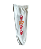 Rowdy Sprout Girls Rolling Stones Tongue Sweatpants Bone Girls Casual Bottoms Rowdy Sprout Ivory Y/XS (6X)