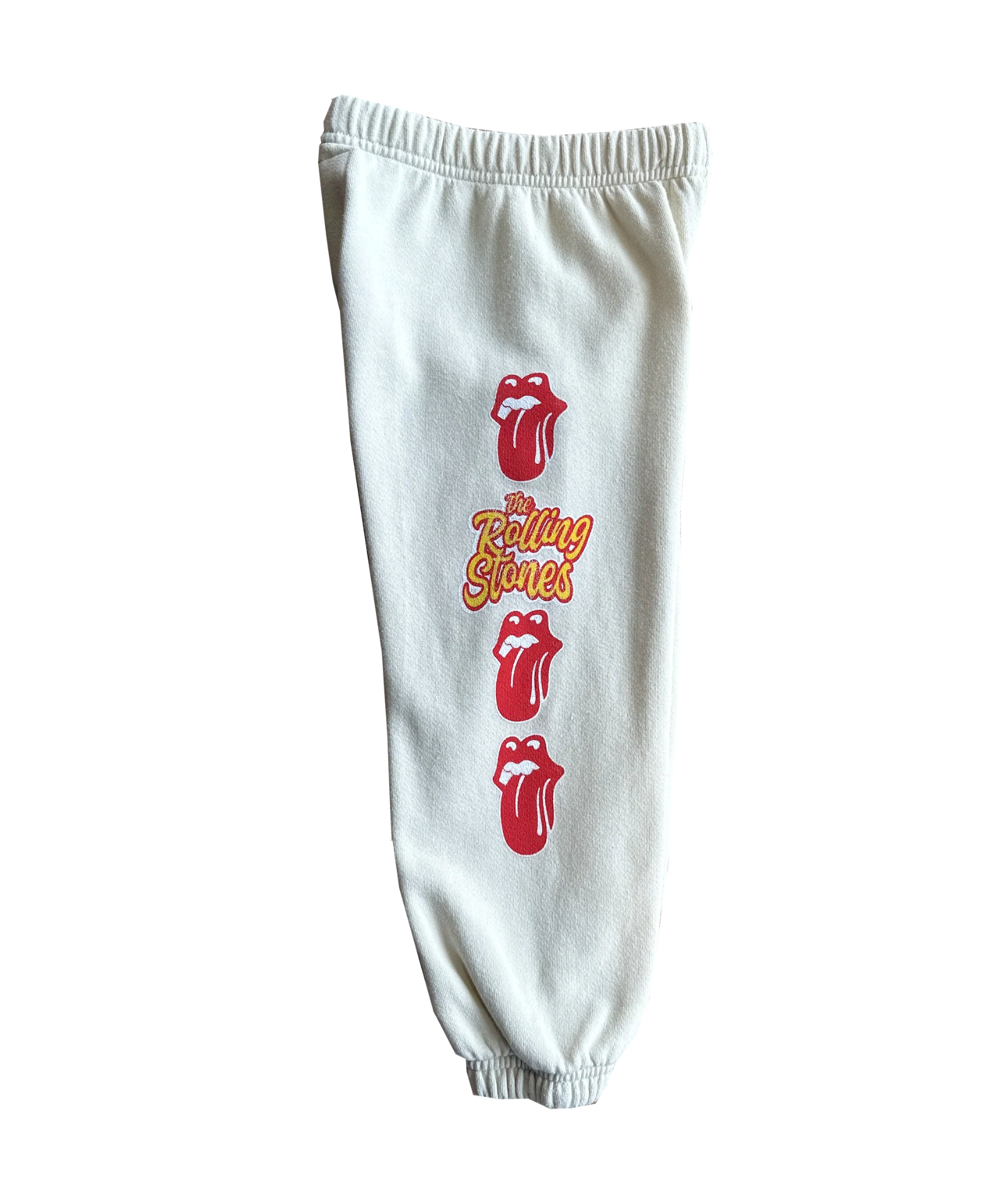 Rowdy Sprout Girls Rolling Stones Tongue Sweatpants Bone Girls Casual Bottoms Rowdy Sprout Ivory Y/XS (6X)
