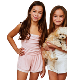 Theme Girl Teddy Pastel Pink Heart Pointelle Shorts Girls Casual Bottoms Theme-NYC Pastel Pink Y/S (7/8)