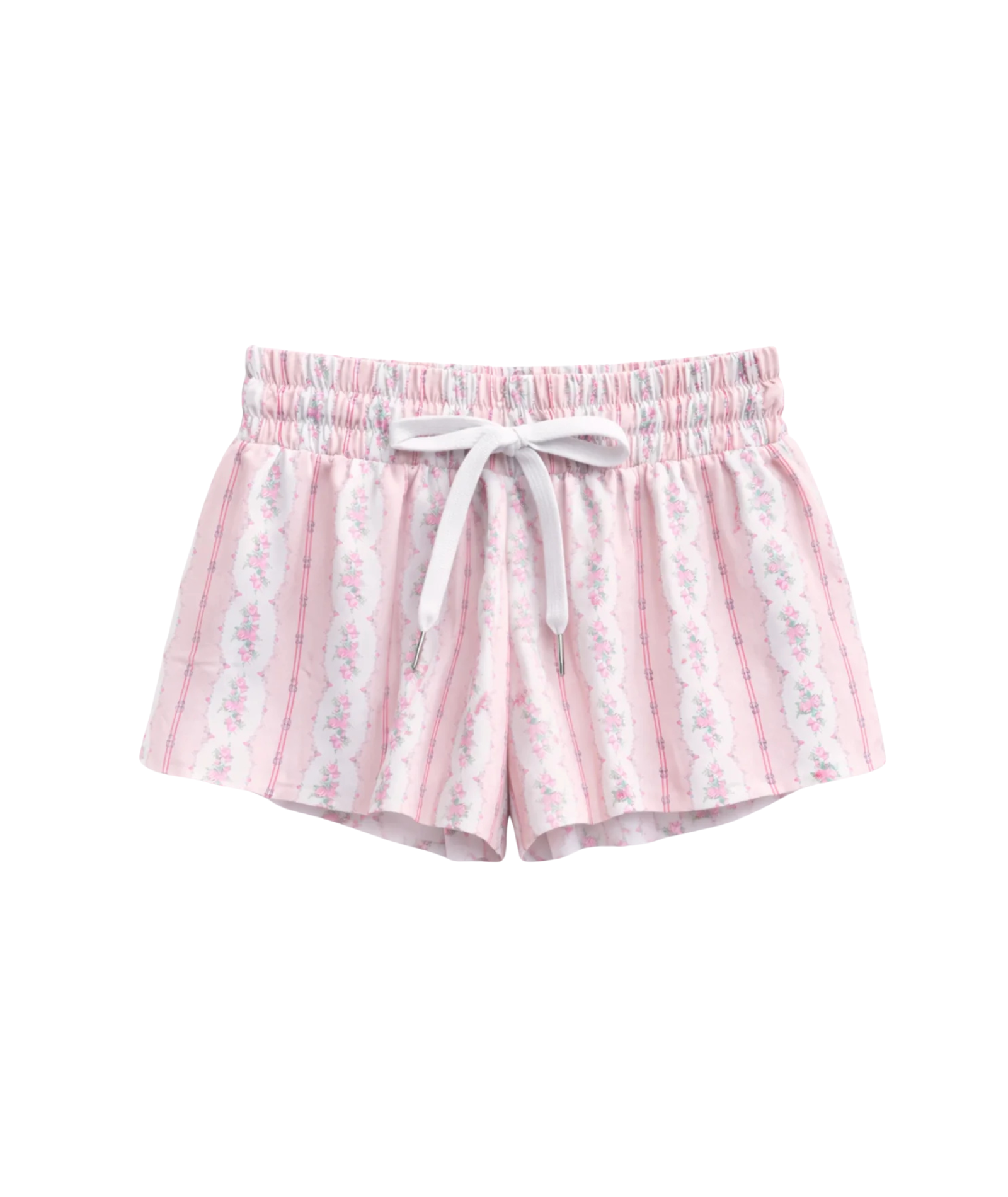 Katie J NYC Girls Baby Pink Cottage Stripe Farrah Shorts Girls Casual Bottoms Katie J NYC Floral Y/S (7/8)