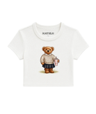 Katie J NYC Girls Bear Baby Tee Girls Casual Tops Katie J NYC White Y/S (7/8)