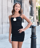 Gold Rush NYC Girls April Stretch Mini Dress With Rose Girls Special Dresses Gold Rush NYC