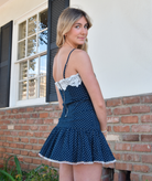 Katie J NYC Juniors Clarke Polka Dot Corset Top Womens Casual Tops Katie J NYC