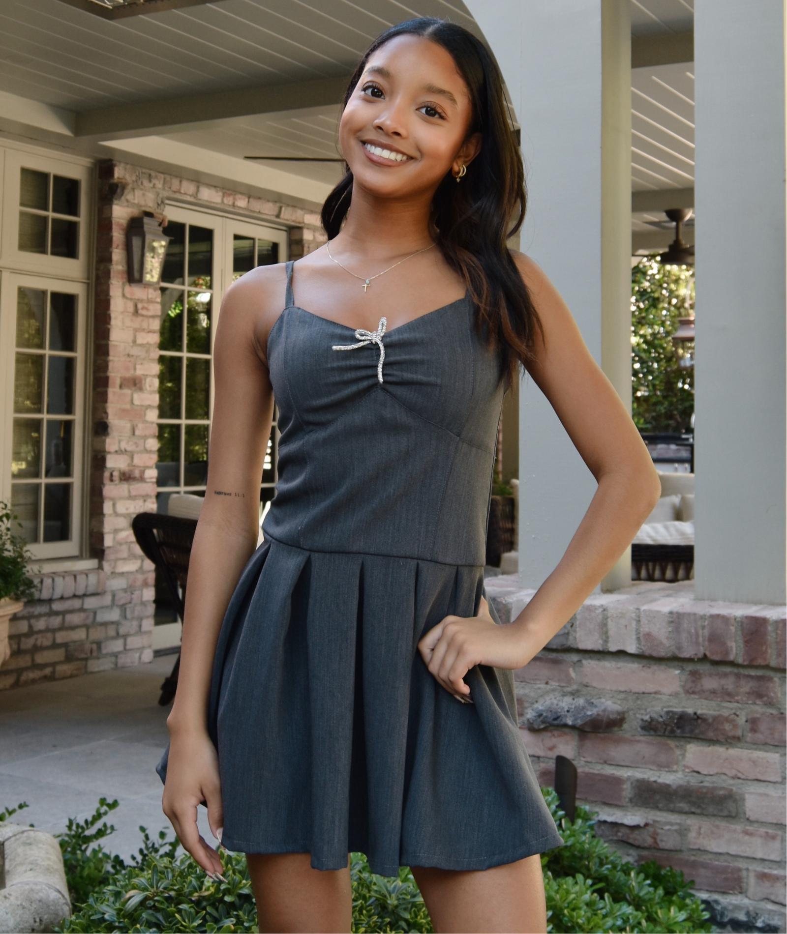 FBZ Girls Carine Gabardine Bow Dress Girls Special Dresses FBZ Flowers By Zoe