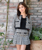 Katie J NYC Girls Hattie Lurex Check Boucle Chain Pleated Skirt Girls Special Bottoms Katie J NYC Black Y/S (7/8)
