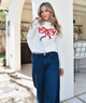 Katie J NYC Girls Maggie Ivory/Red Bow Sweater