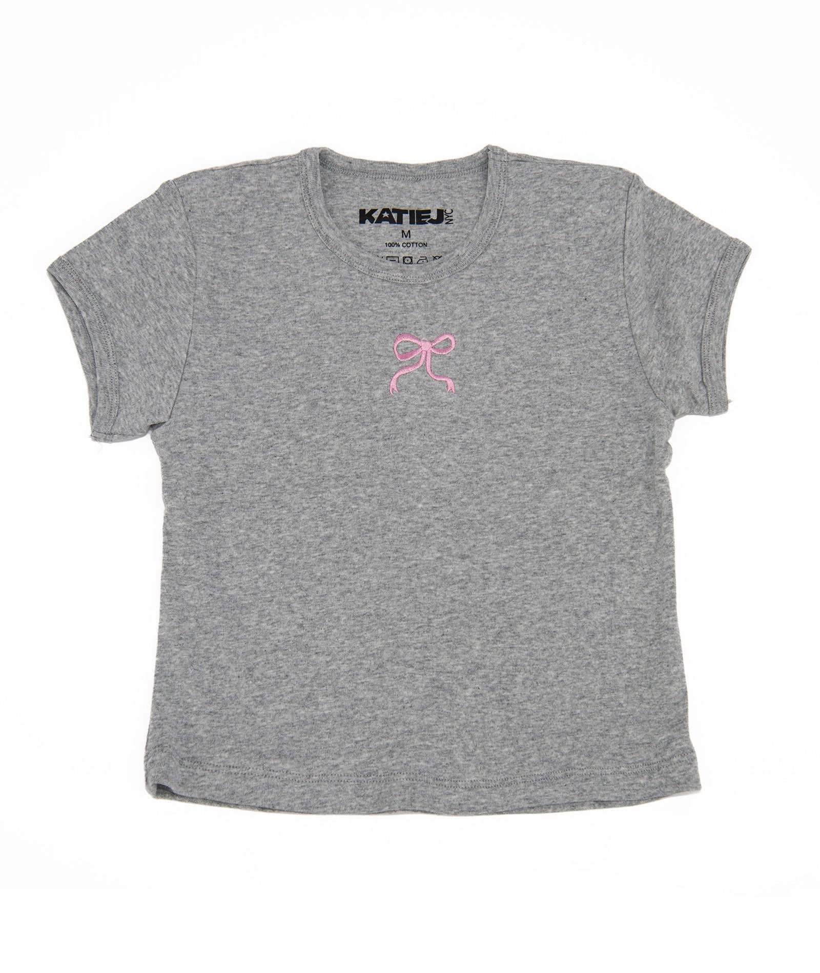 Katie J NYC Girls Mini Pink Bow Embroidered Tee Girls Casual Tops Katie J NYC