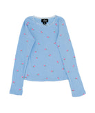 FBZ Girls Hillary Pointelle With Lace and Multi Rose Top Girls Casual Tops FBZ Flowers By Zoe