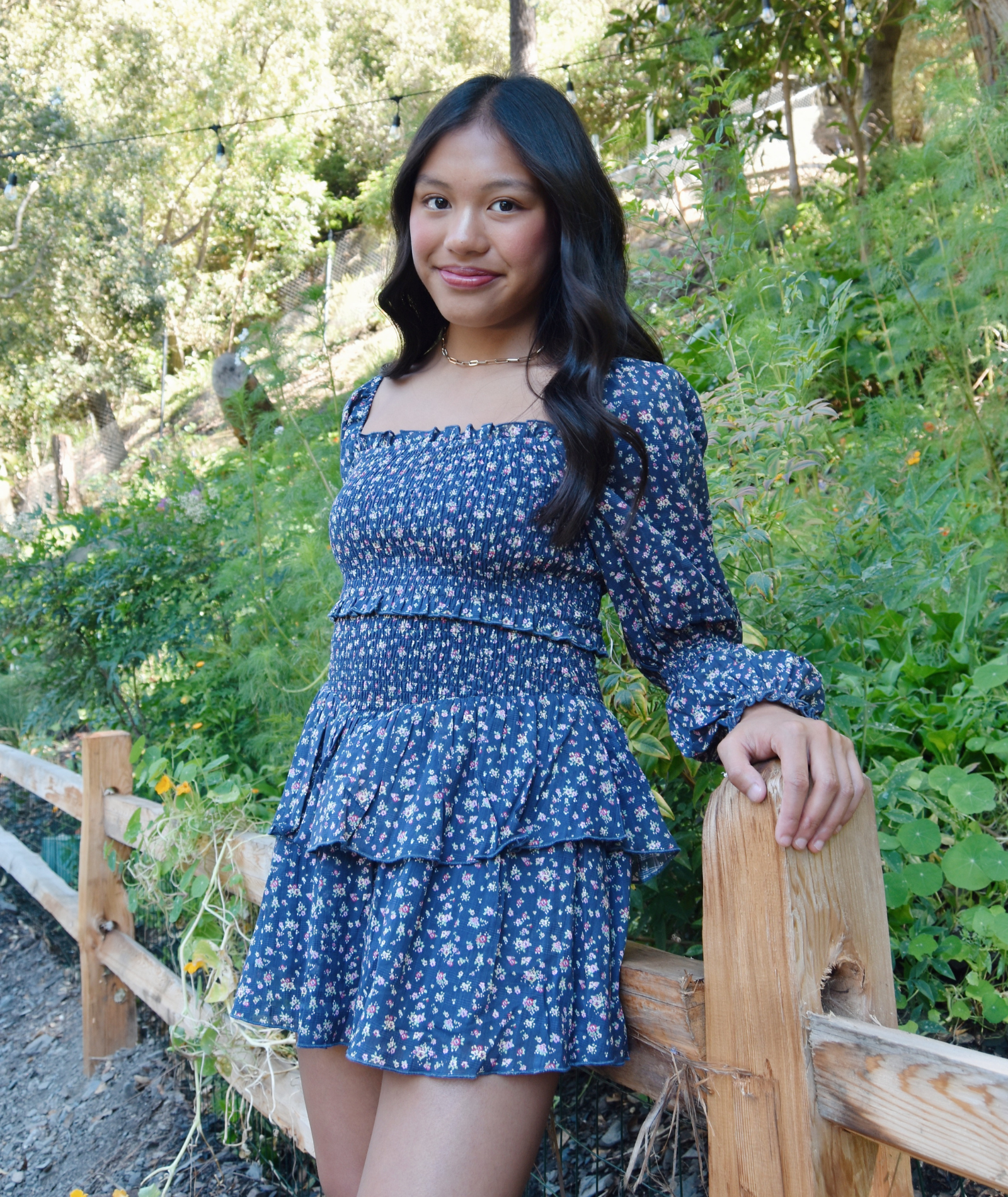 Katie J NYC Girls Midnight Ditsy Long Sleeve Lainey Dress Girls Casual Dresses Katie J NYC