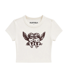 Katie J NYC Girls Sunglasses Baby Tee Girls Casual Tops Katie J NYC Vintage White Y/S (7/8)