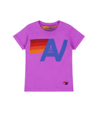 Aviator Nation Kids Logo Tee Girls Casual Tops Aviator Nation Neon Purple Y/4