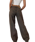 Motel Rocks Women Roomy Extra Wide Low Rise Jeans Dark Sand Womens Denim Motel Rocks