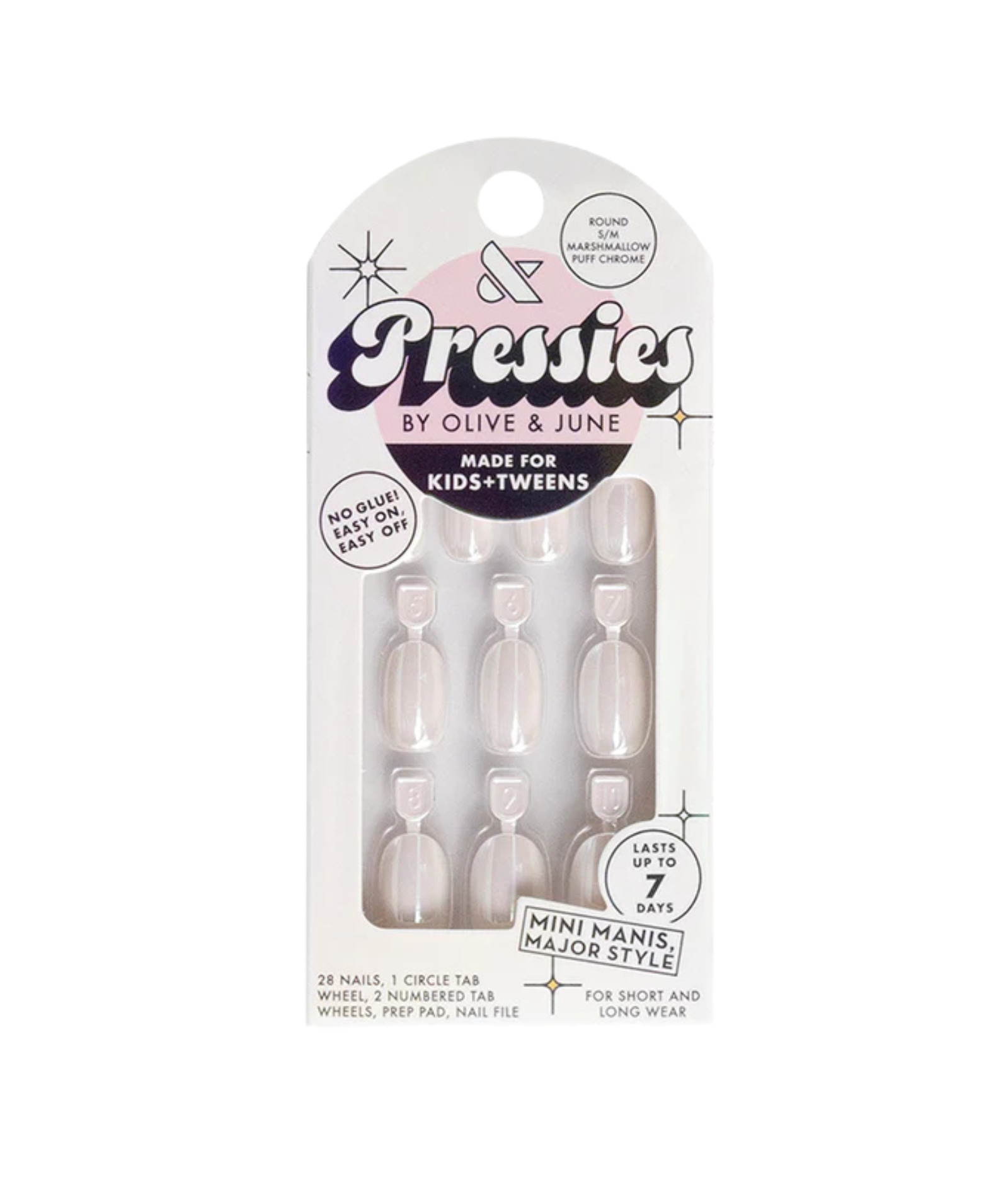 Olive and June Round Pressies Marshmallow Puff Chrome Accessories Frankie's Exclusives Multi Y S/M