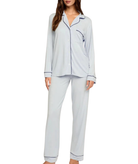 Eberjey Women Gisele Long PJ Set Cloud Blue/Navy Accessories Eberjey Junior/Women XXS Cloud Blue/Navy