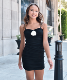 Gold Rush NYC Girls April Stretch Mini Dress With Rose Girls Special Dresses Gold Rush NYC