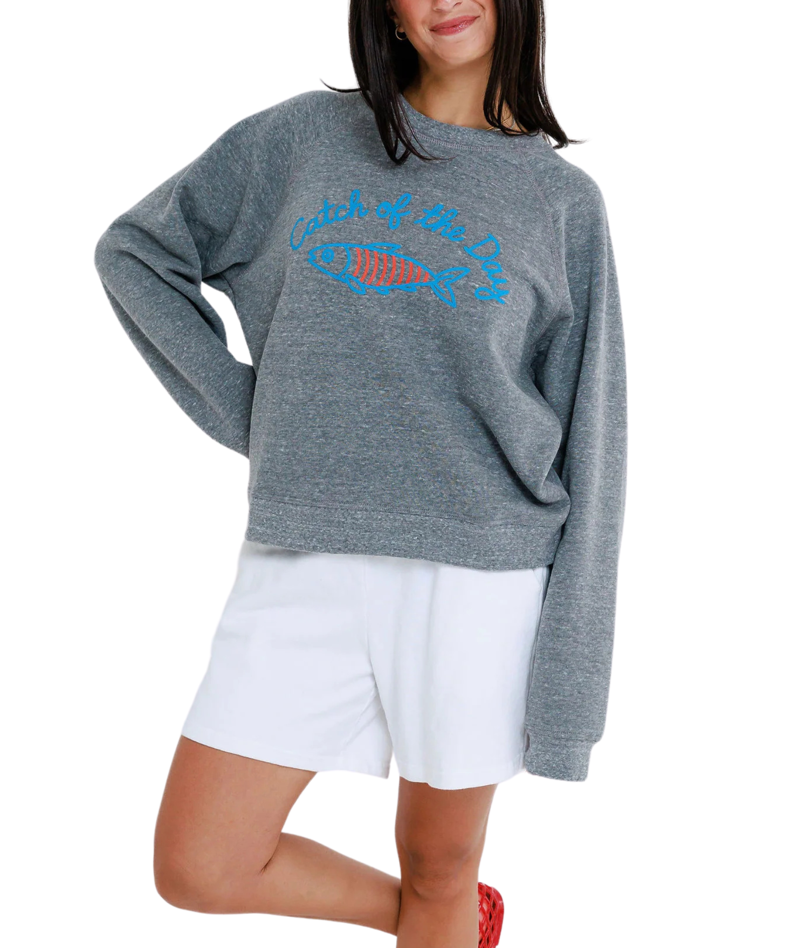 Sunny Somewhere Women Catch of the Day Crew Sweatshirt Womens Casual Tops Sunny Somewhere