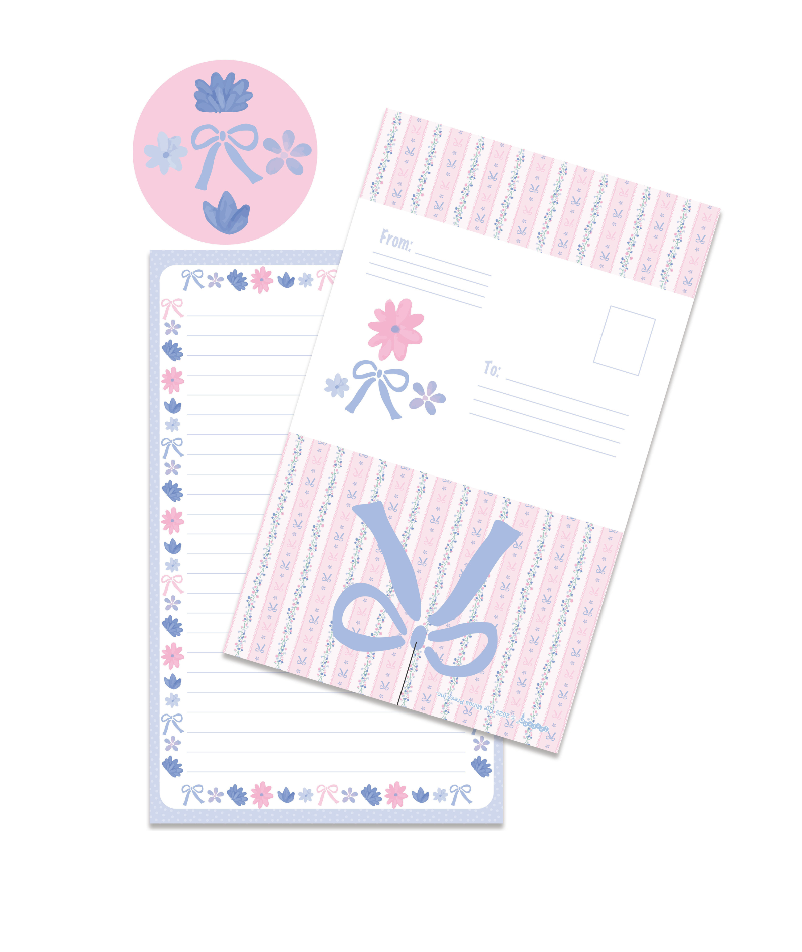 iScream Floral Stripe Foldover Stationery