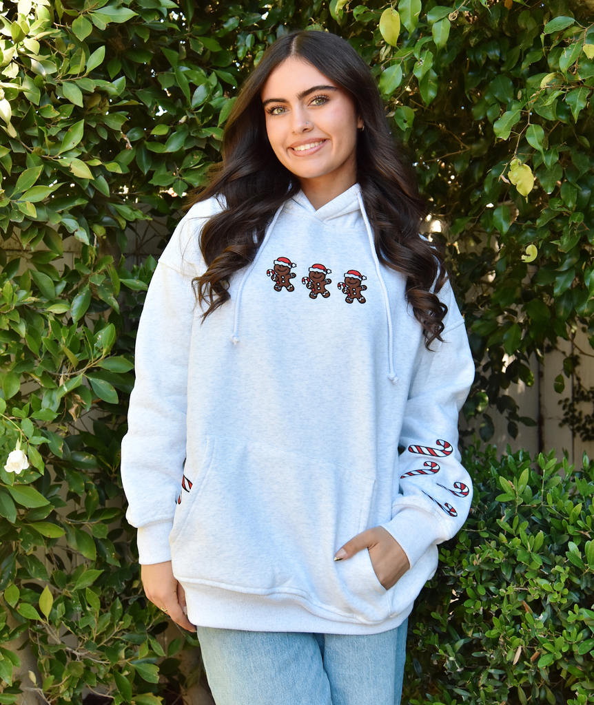 Sunkissed Coconut Juniors Embroidered Gingerbread Recipe Hoodie Womens Casual Tops Frankie's Exclusives   