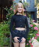 FBZ Girls Elsa Rib Sparkle Cardigan Girls Special Tops FBZ Flowers By Zoe Black Y/S (7/8)