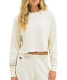 Aviator Nation Women Bolt Rugby Stitch Crop Crew Sweatshirt Vintage White/White Grey Womens Casual Tops Aviator Nation Vintage White Juniors/Women XS