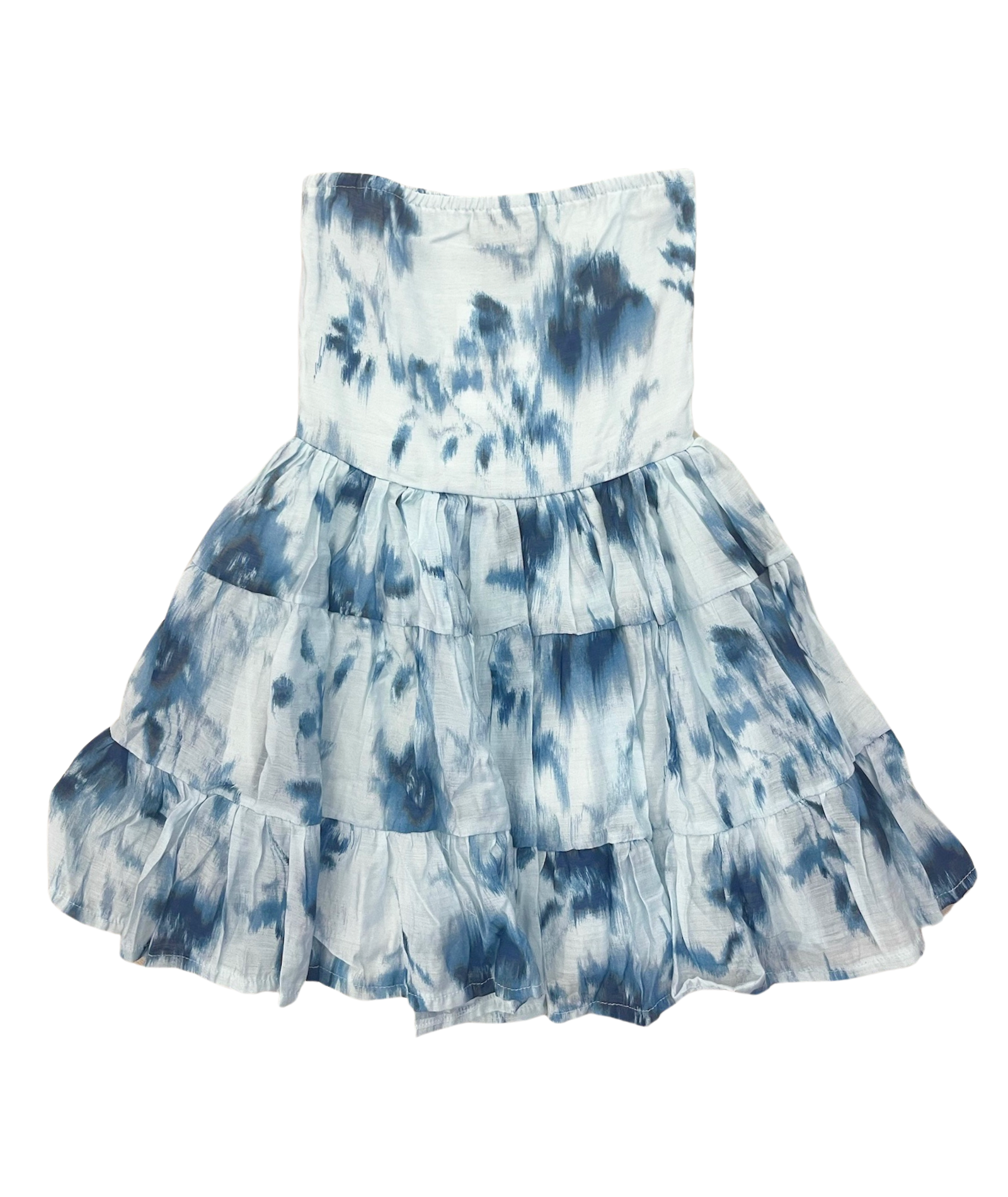 FBZ Girls Robyn Blue Tie Dye Strapless Chiffon Dress Girls Casual Dresses FBZ Flowers By Zoe