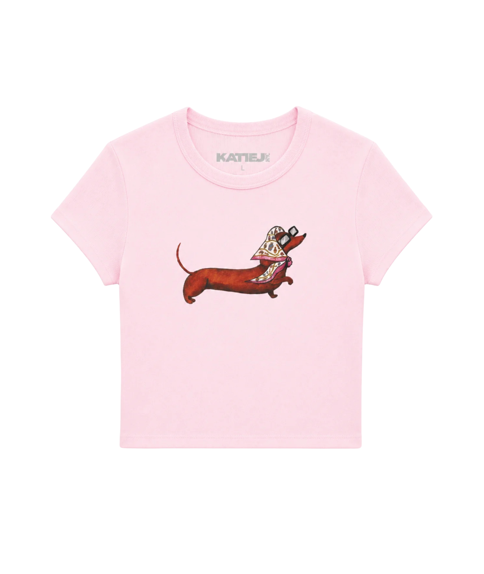 Katie J NYC Girls Fancy Dog Baby Tee Girls Casual Tops Katie J NYC Baby Pink Y/S (7/8)
