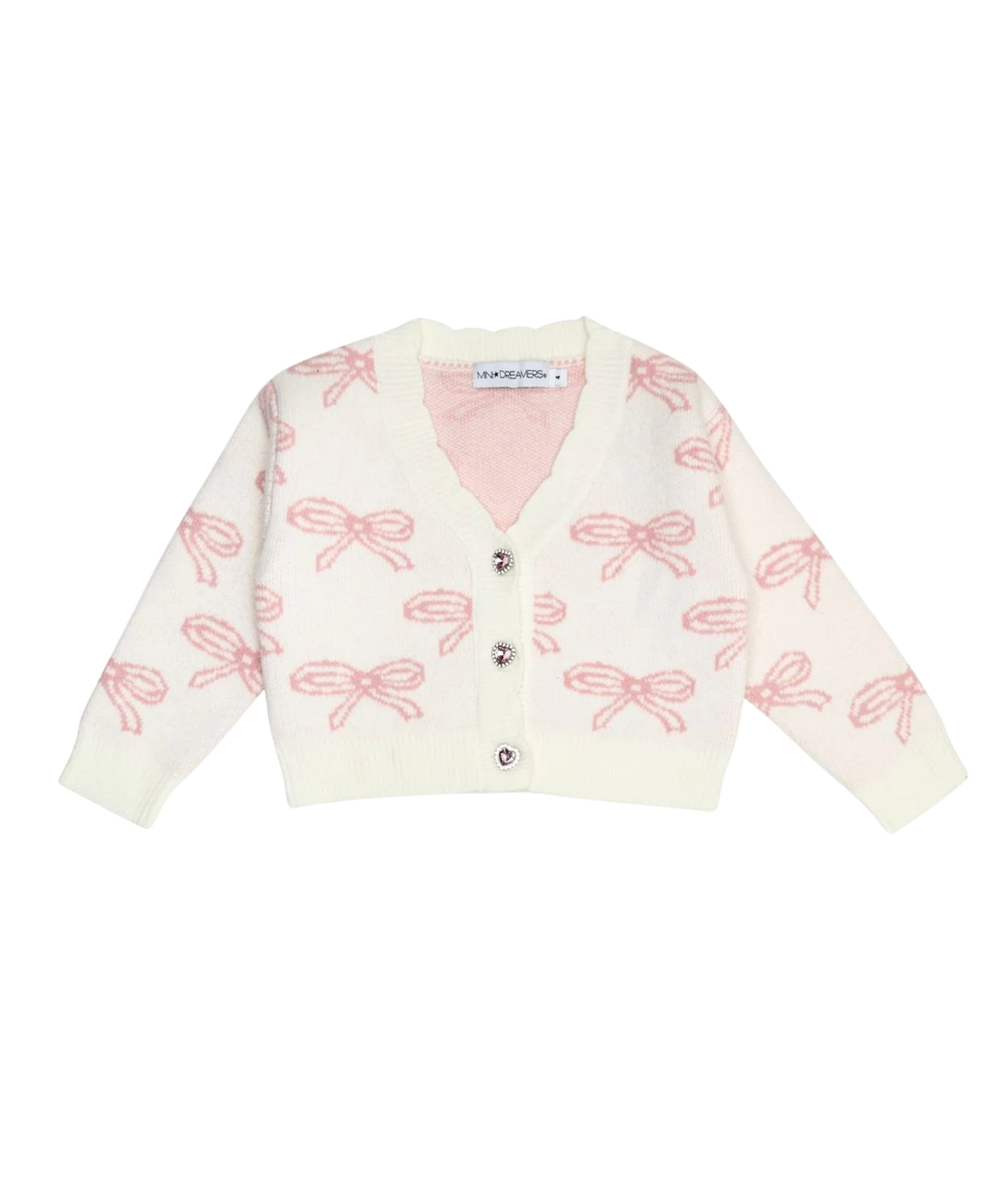 Mini Dreamers Girls Lola Bow Cardigan Girls Casual Tops Mini Dreamers Pink Y/4