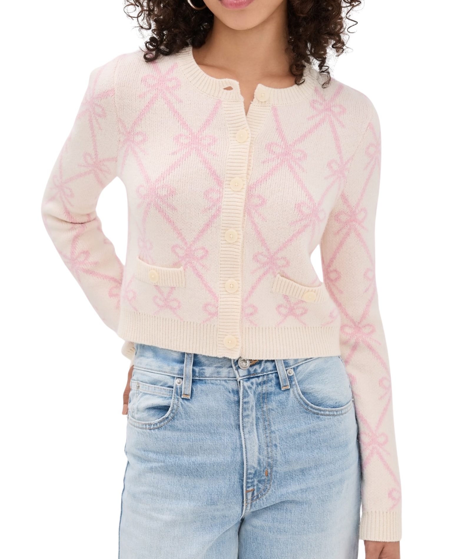 Love Shack Fancy Women Veronika Cardigan Milk Rose Womens Casual Tops Love Shack Fancy